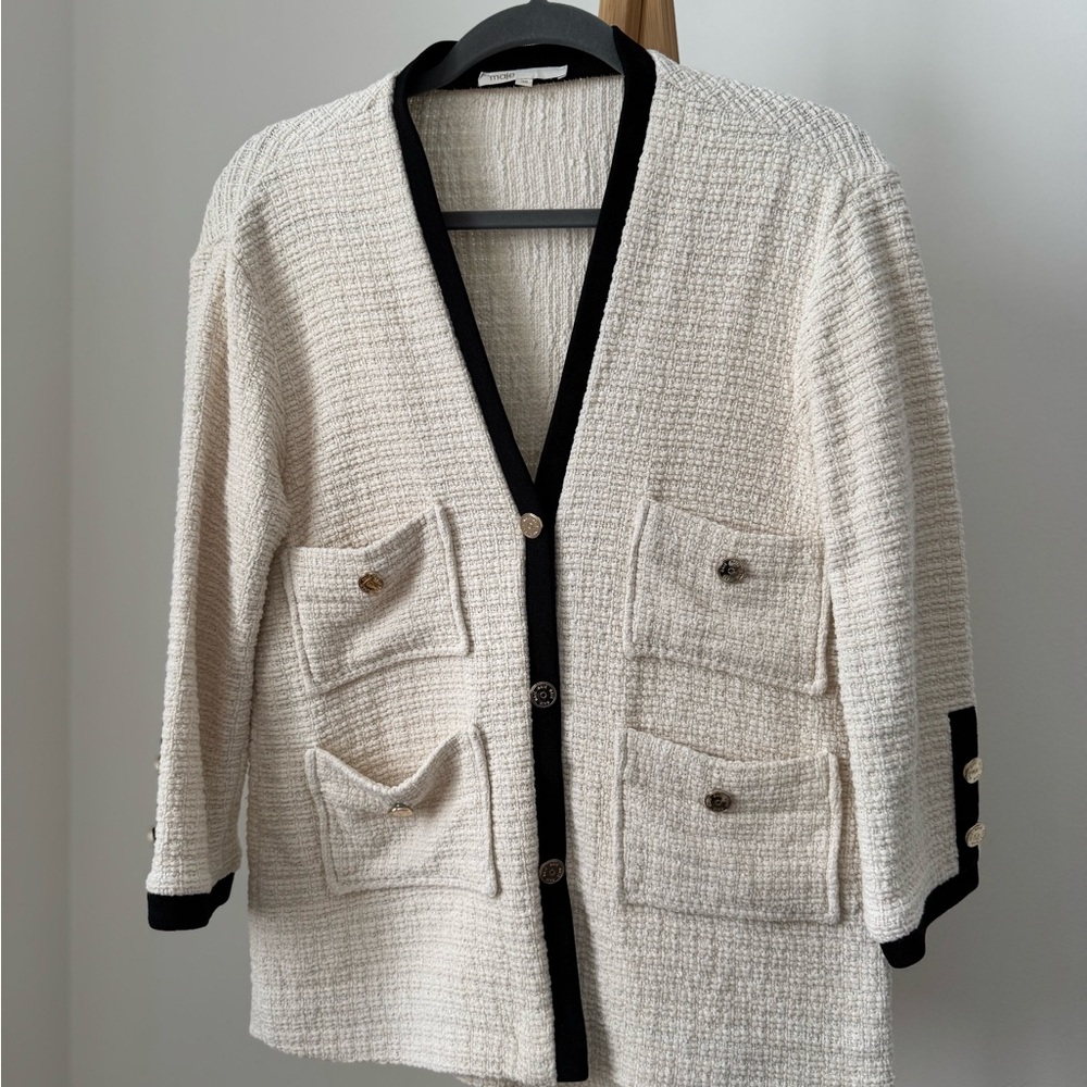Maje Elegant Cream Textured Blazer, Size 38